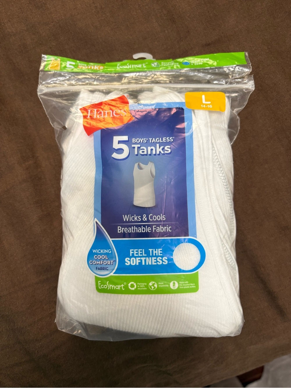 Hanes White Boys' Tagless Tank Tops – 5 Pack
